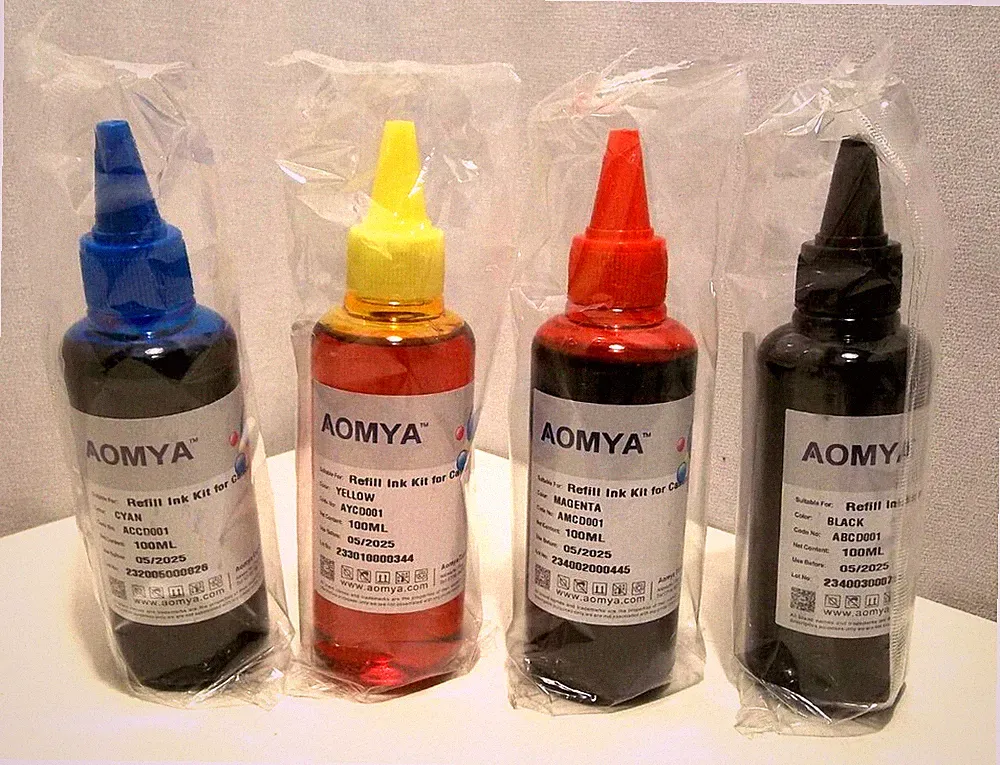 4 Bottles AOMYA Refill Ink Kit for Canon Yellow Magenta cyan black 100ML 5/2025