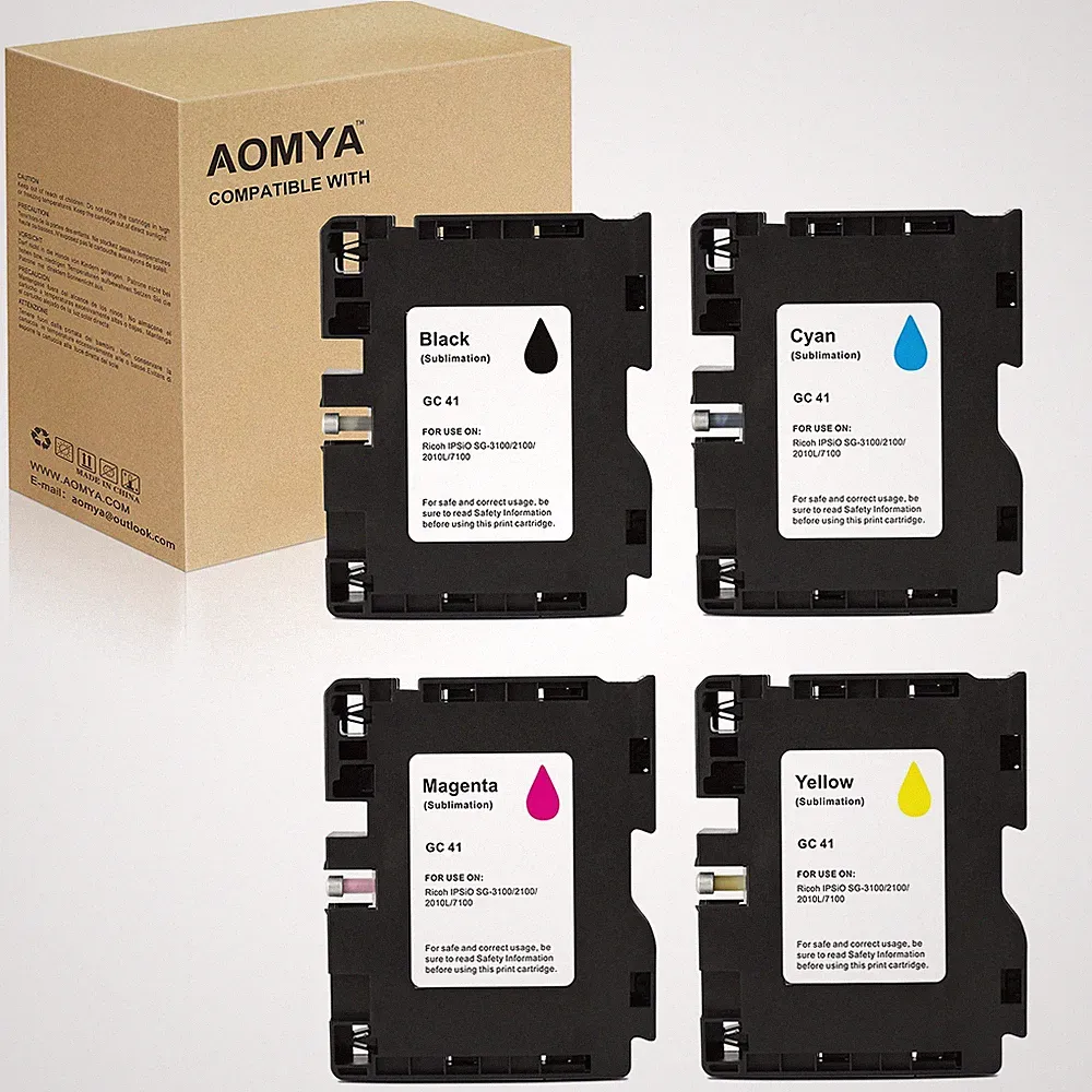 Aomya 4 Pack GC41 Sublimation Ink Cartridge Heat Transfer Compatible for Rico...