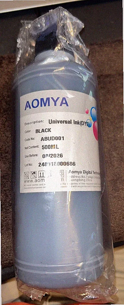 AOMYA Universal Ink (DYE) Black 500ml Exp: 08/20256